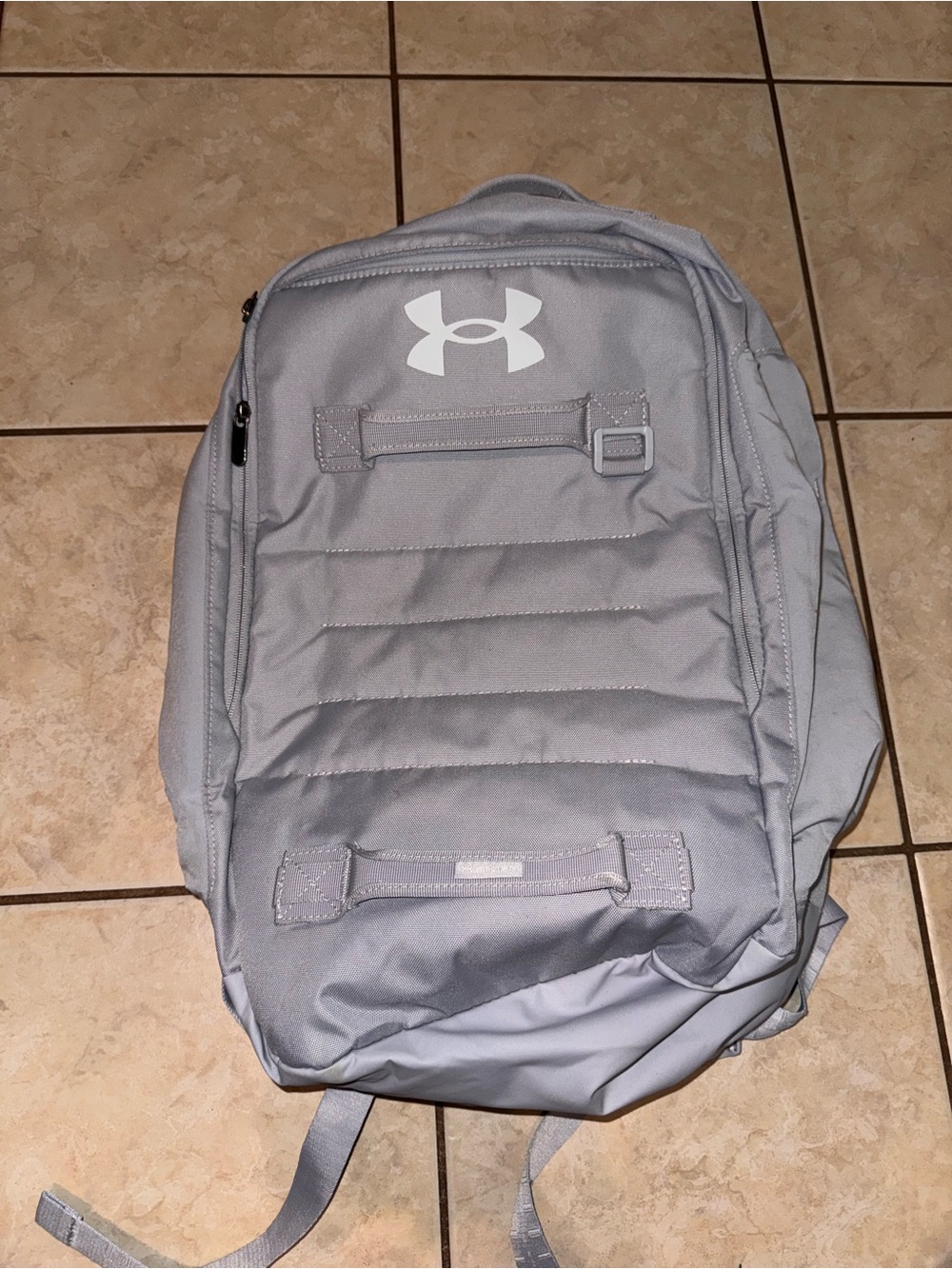Under Armour Light Gray Padded Backpack with White Logo
